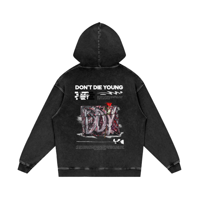 DDY - Black Acid Wash Oversize Hoodie