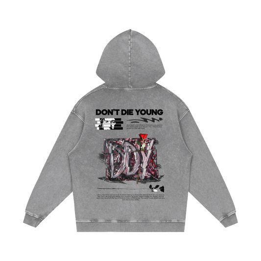 DDY - Grey Acid Wash Oversize Hoodie